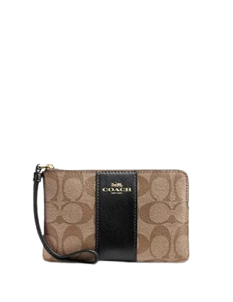 Coach Corner Zip Wristlet In Signature Canvas