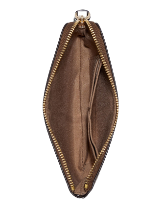 Coach Corner Zip Wristlet In Signature Canvas With Hunting Fishing Plaid Print