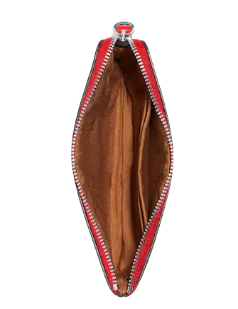 Coach Corner Zip Wristlet In Signature Canvas With Wild Strawberry
