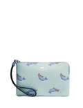 Coach Corner Zip Wristlet With Dolphin Print