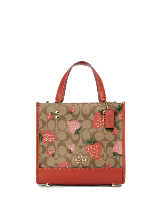 Coach Dempsey Tote 22 In Signature Canvas With Wild Strawberry Print