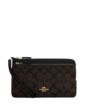 Coach Double Zip Wallet In Signature Canvas