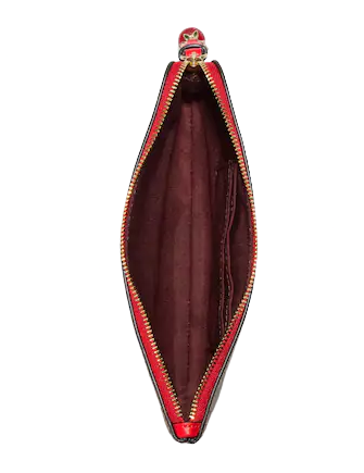 Coach Large Corner Zip Wristlet In Signature Canvas With Strawberry