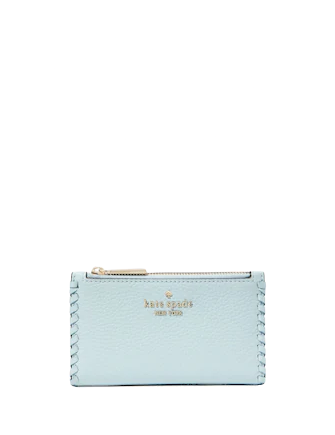 Kate Spade New York Leila Pebbled Leather Whipstitch Small Slim Bifold Wallet