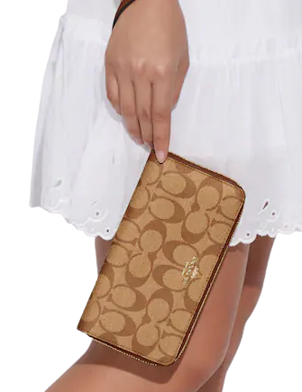 Coach Long Zip Around Wallet In Signature Canvas