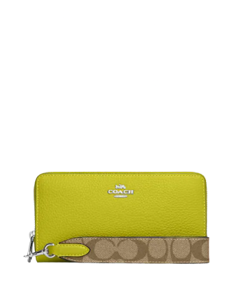 Coach Long Zip Around Wallet With Signature Canvas