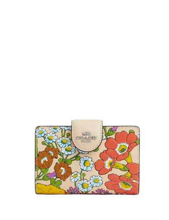 Coach Medium Corner Zip Wallet With Floral Print