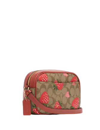 Coach Mini Jamie Camera Bag In Signature Canvas With Wild Strawberry Print