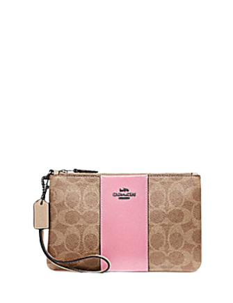 Coach Small Wristlet In Colorblock Signature Canvas