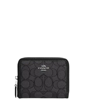 Coach Small Zip Around Wallet In Signature Jacquard