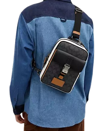 Coach Track Pack In Colorblock Signature Canvas