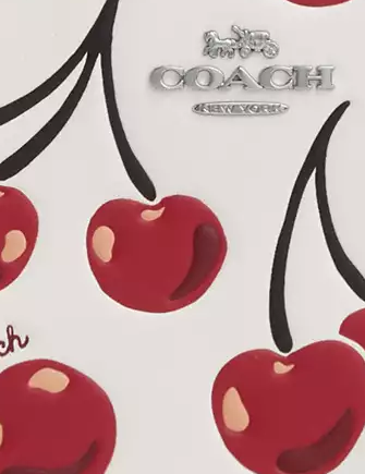 Coach Corner Zip Wristlet With Cherry Print