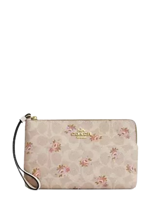 Coach Large Corner Zip Wristlet In Signature Canvas