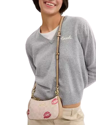 Coach Teri Mini Crossbody Bag In Signature Canvas With Lips Print