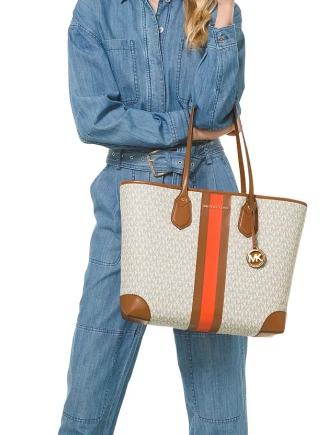 Michael Michael Kors Eva Large Logo Stripe Tote Bag