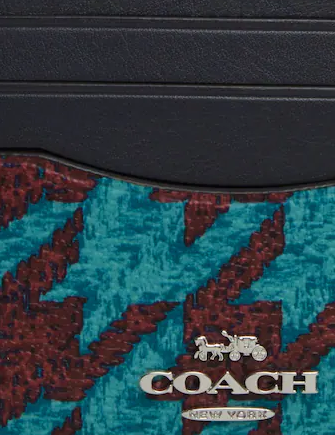 Coach Slim Id Card Case With Houndstooth Print