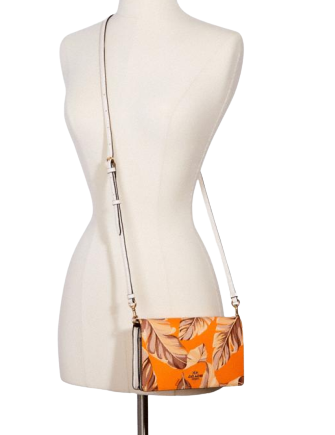 Coach Anna Foldover Crossbody Clutch With Banana Leaves Print