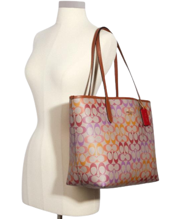 Coach City Tote in Rainbow Signature Canvas