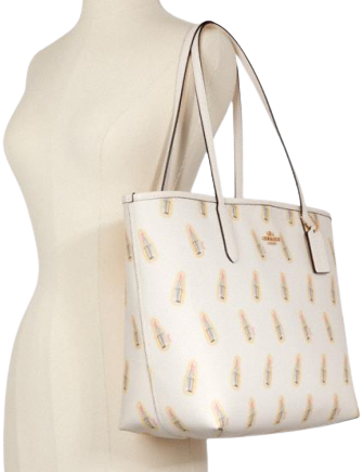 Coach City Tote With Lipstick Print
