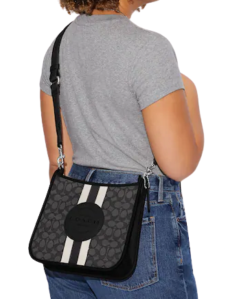 Coach Dempsey File Bag In Signature Jacquard With Stripe And Coach Patch