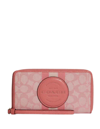 Coach Dempsey Large Phone Wallet In Signature Jacquard With Stripe And Coach Patch