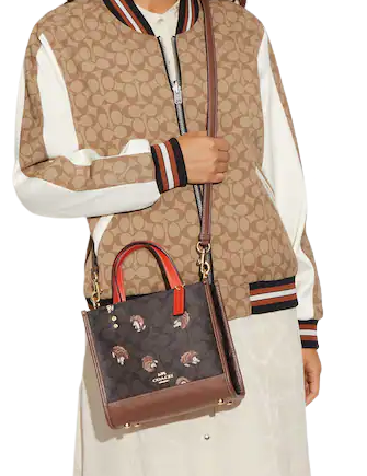 Coach Dempsey Tote 22 In Signature Canvas With Hedgehog Print