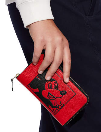 Coach Disney Mickey Mouse X Keith Haring Medium Id Zip Wallet