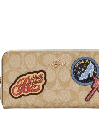 Coach Disney X Accordion Zip Wallet In Signature Canvas With Patches