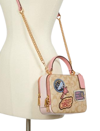 Coach Disney X Coach Box Crossbody In Signature Canvas With Patches