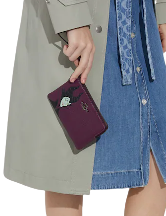 Coach Disney X Coach Corner Zip Wristlet With Maleficent Motif
