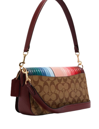 Coach Georgie Shoulder Bag In Signature Canvas With Rainbow Linear Quilting