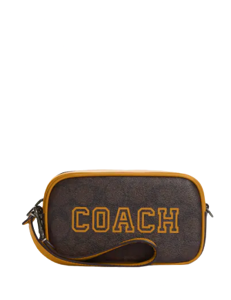 Coach Jamie Wristlet In Signature Canvas With Varsity Motif