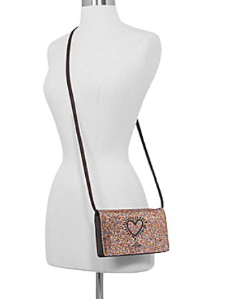 Coach Keith Haring Hayden Foldover Crossbody Glitter Crossbody Clutch
