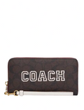 Coach Long Zip Around Wallet In Signature Canvas With Varsity Motif