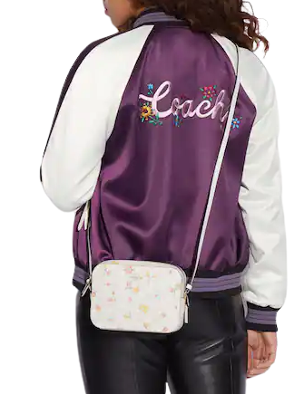 Coach Mini Camera Bag In Signature Canvas With Mystical Floral Print