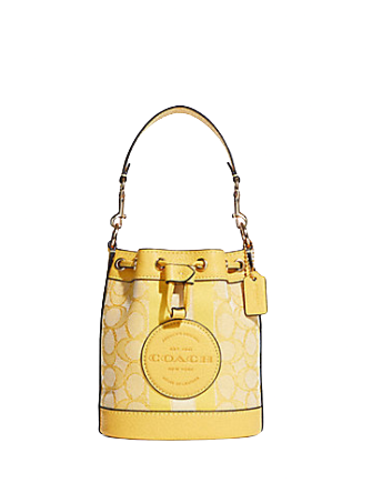 Coach Mini Dempsey Bucket Bag In Signature Jacquard With Stripe And Coach Patch