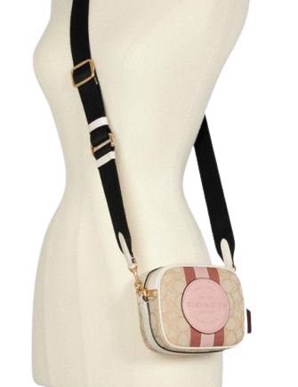 Coach Mini Dempsey Camera Bag In Signature Jacquard With Stripe And Coach Patch