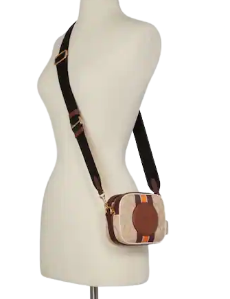Coach Mini Dempsey Camera Bag In Signature Jacquard With Stripe And Coach Patch