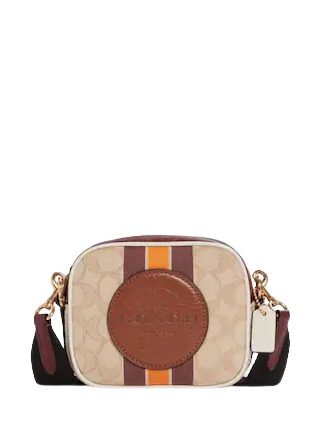 Coach Mini Dempsey Camera Bag In Signature Jacquard With Stripe And Coach Patch