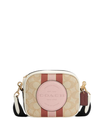 Coach Mini Dempsey Camera Bag In Signature Jacquard With Stripe And Coach Patch
