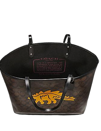 Coach Reversible City Tote in Signature Canvas With Dinosaur Motif