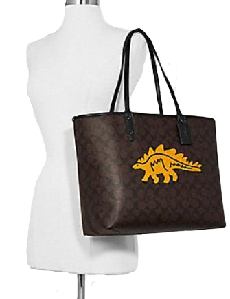 Coach Reversible City Tote in Signature Canvas With Dinosaur Motif