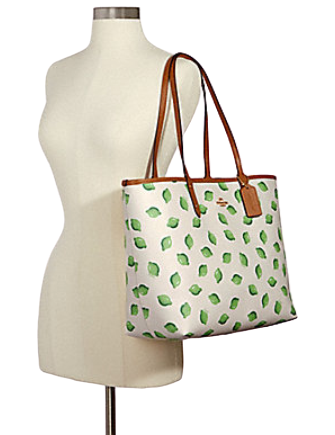 Coach Reversible City Tote With Lime Print