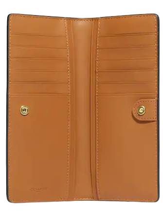 Coach Slim Wallet In Signature Canvas With Cat Mittens Print