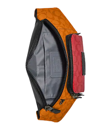 Coach Track Belt Bag In Blocked Signature Canvas