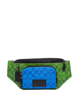 Coach Track Belt Bag In Blocked Signature Canvas
