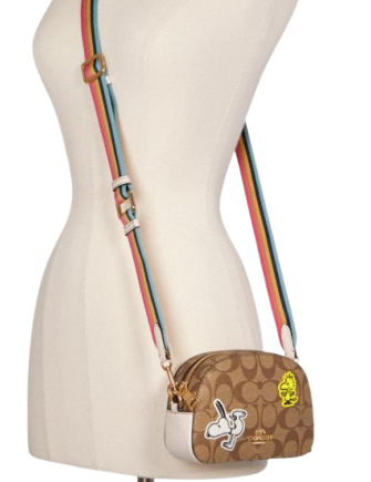 Coach X Peanuts Mini Serena Satchel In Signature Canvas With Varsity Patches