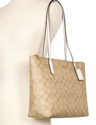 Coach Zip Top Tote In Signature Canvas