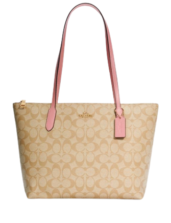 Coach Zip Top Tote In Signature Canvas