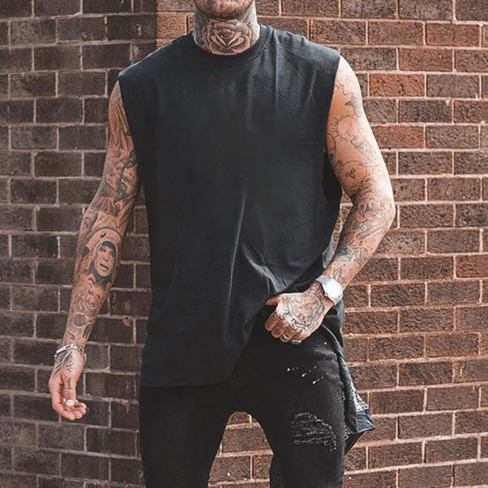 Plain Loose Sports Casual Round Neck Men's Tank Top